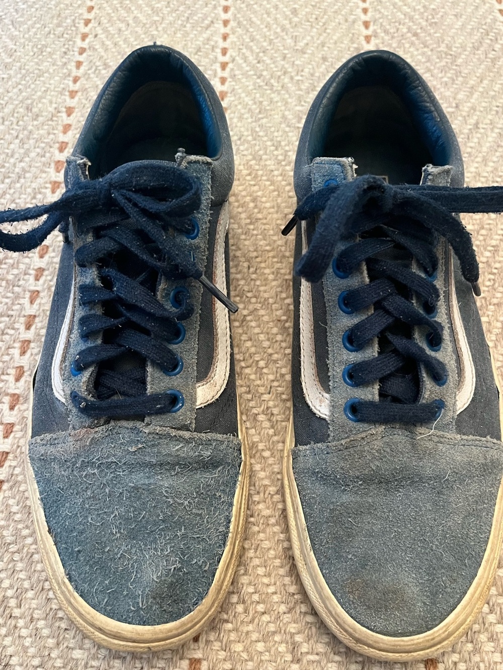 Men's Vans Old Skool Blue Canvas and Suede Skate Sneakers - Classic Low-Top